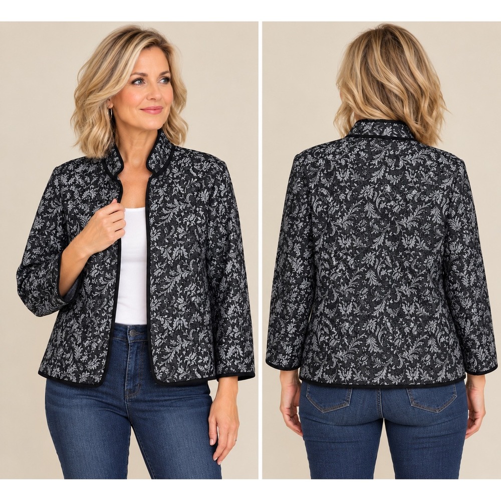 BonWorth Petite M Black & Silver Tapestry Jacket | Dark Academia, Eclectic